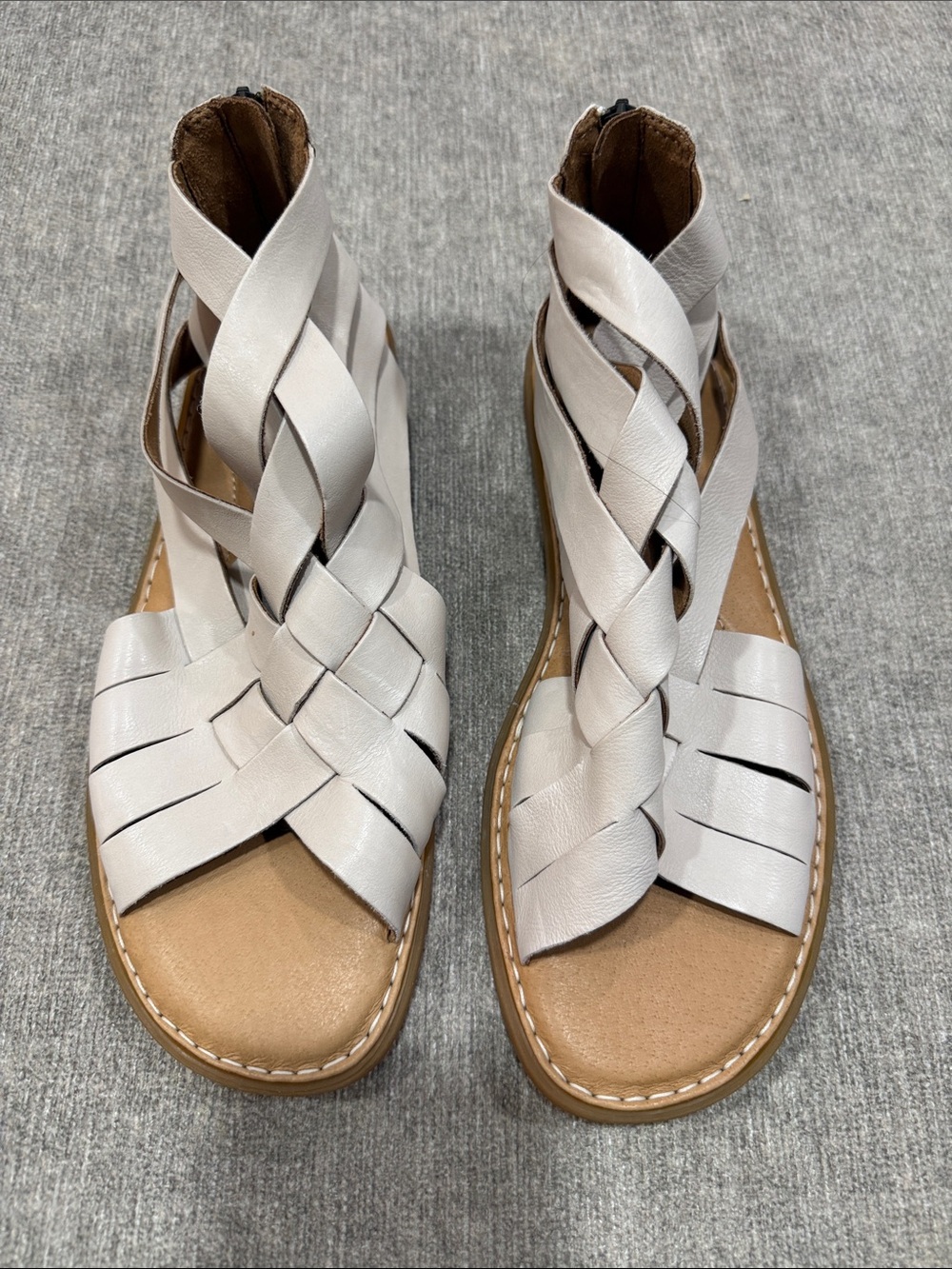 NWT Born Cream Braided Leather Ankle Gladiator Sandals SZ 9